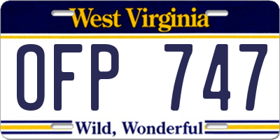 WV license plate OFP747