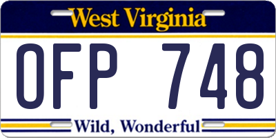 WV license plate OFP748