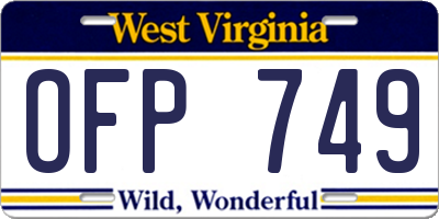WV license plate OFP749