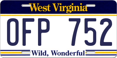 WV license plate OFP752