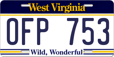 WV license plate OFP753