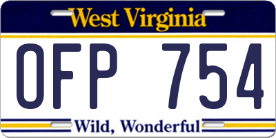 WV license plate OFP754