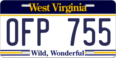 WV license plate OFP755