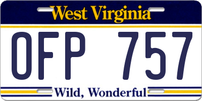 WV license plate OFP757