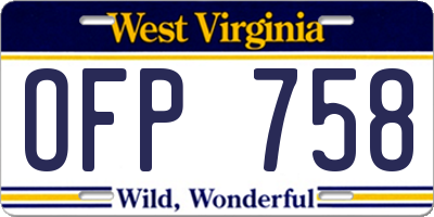 WV license plate OFP758
