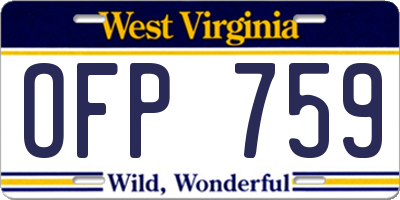 WV license plate OFP759