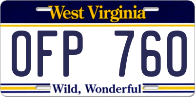 WV license plate OFP760