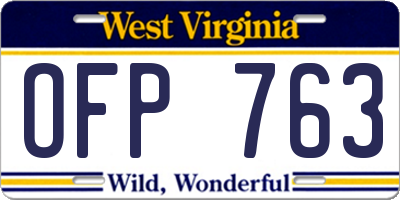 WV license plate OFP763