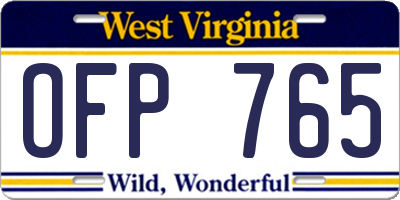 WV license plate OFP765