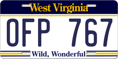 WV license plate OFP767