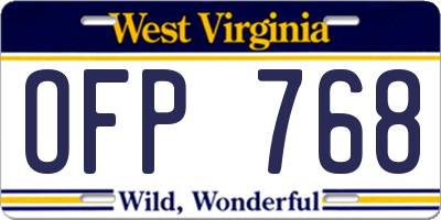 WV license plate OFP768