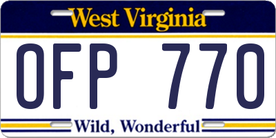 WV license plate OFP770