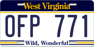WV license plate OFP771