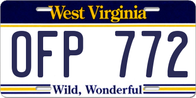 WV license plate OFP772