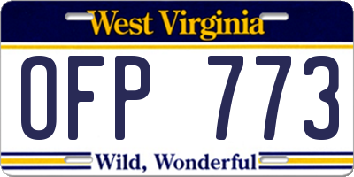WV license plate OFP773