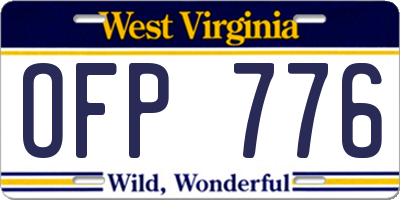 WV license plate OFP776