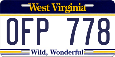 WV license plate OFP778
