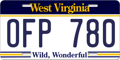 WV license plate OFP780