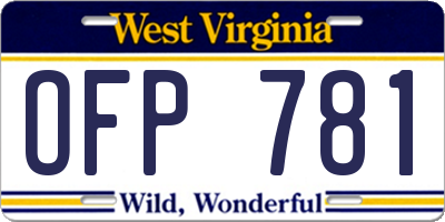 WV license plate OFP781