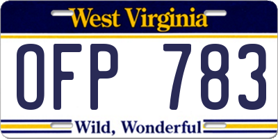 WV license plate OFP783