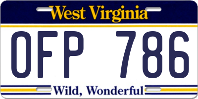 WV license plate OFP786