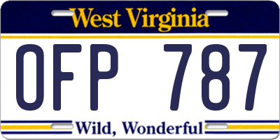 WV license plate OFP787