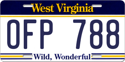 WV license plate OFP788