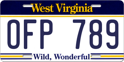 WV license plate OFP789