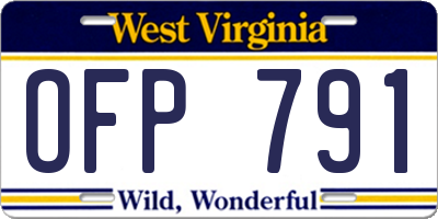WV license plate OFP791