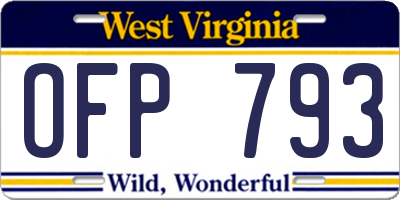 WV license plate OFP793