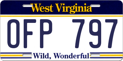 WV license plate OFP797
