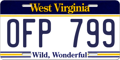WV license plate OFP799