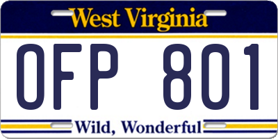 WV license plate OFP801