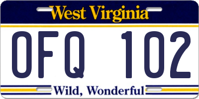 WV license plate OFQ102