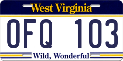 WV license plate OFQ103