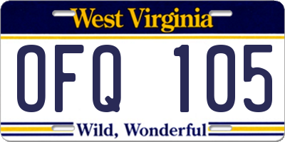 WV license plate OFQ105