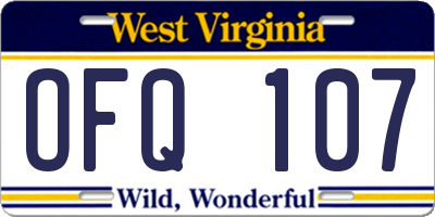 WV license plate OFQ107