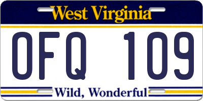 WV license plate OFQ109
