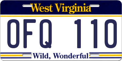 WV license plate OFQ110