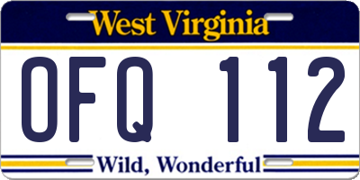 WV license plate OFQ112