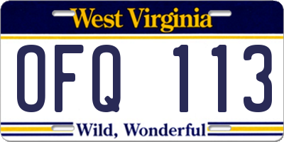 WV license plate OFQ113