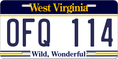 WV license plate OFQ114