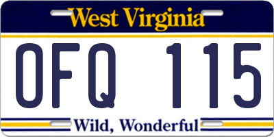 WV license plate OFQ115