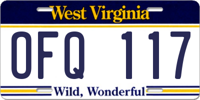 WV license plate OFQ117