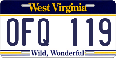 WV license plate OFQ119