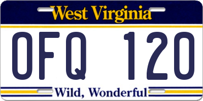 WV license plate OFQ120