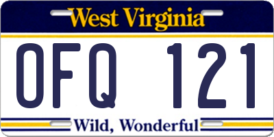 WV license plate OFQ121
