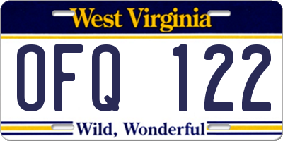 WV license plate OFQ122