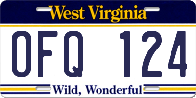 WV license plate OFQ124
