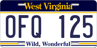 WV license plate OFQ125